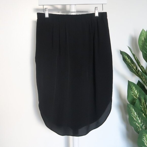 Madewell Black 100% Silk Mid-length Straight Island Skirt Elastic Waist XS - Picture 4 of 10